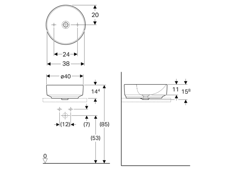 Раковина Geberit VariForm Ø40см 500.768.01.2
