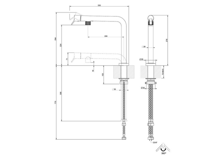 Змішувач для кухні Gessi SU&GIU, Finox (60071149)