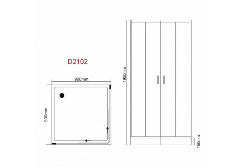 Душовий бокс Grace 90х90х195 см, квадратний, хром, переднє скло мат, SLD-2102