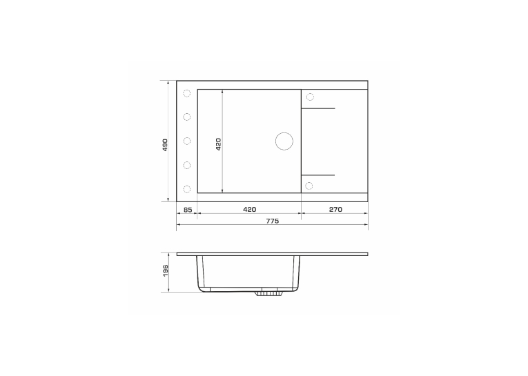Кухонная мойка GRANADO Almeria marron (780*500mm.) 3106