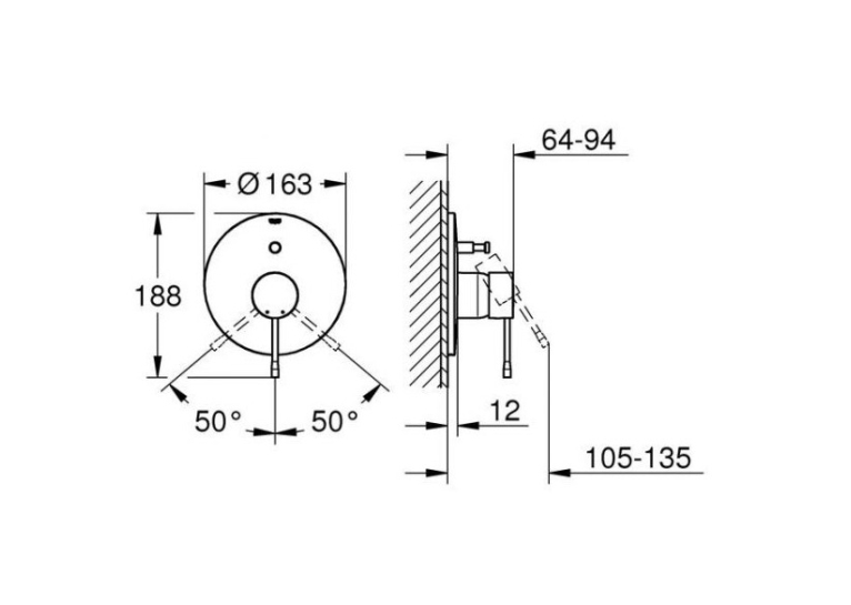 Комплект прихованого монтажу для душу Grohe Essence brushed hard graphite, 24058AL1-02 Графіт матовий