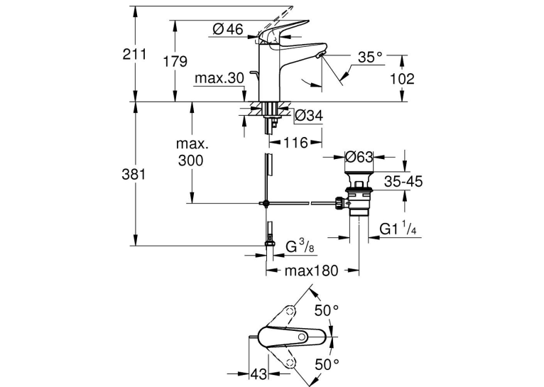 Змішувач для раковини Grohe EuroEco New 24265001