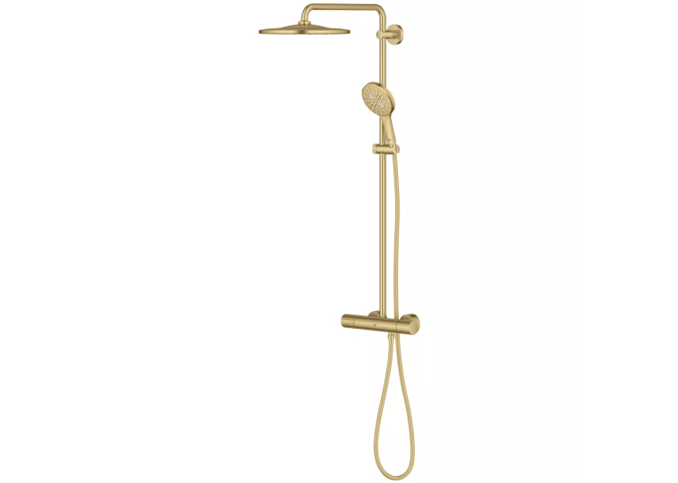 Душевая система с термостатом для настенного монтажа Grohe Rainshower Smartactive 310 26836GN0 Золото матовое