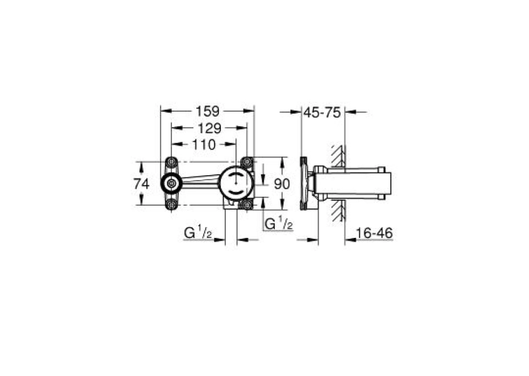 Змішувач для раковини на 2 отвори Grohe Eurosmart New S-Size (29337003) + Прихована частина Grohe, 23571000