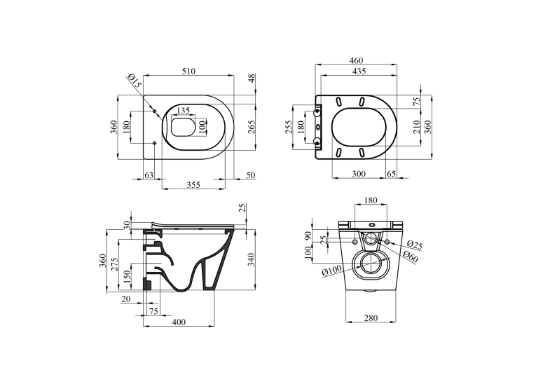 Унітаз підвісний Kroner Armada WHI513636 RIMLESS безобідковий з сидінням Slim Duroplast / Soft-close / Quick relase KA513636WHIR