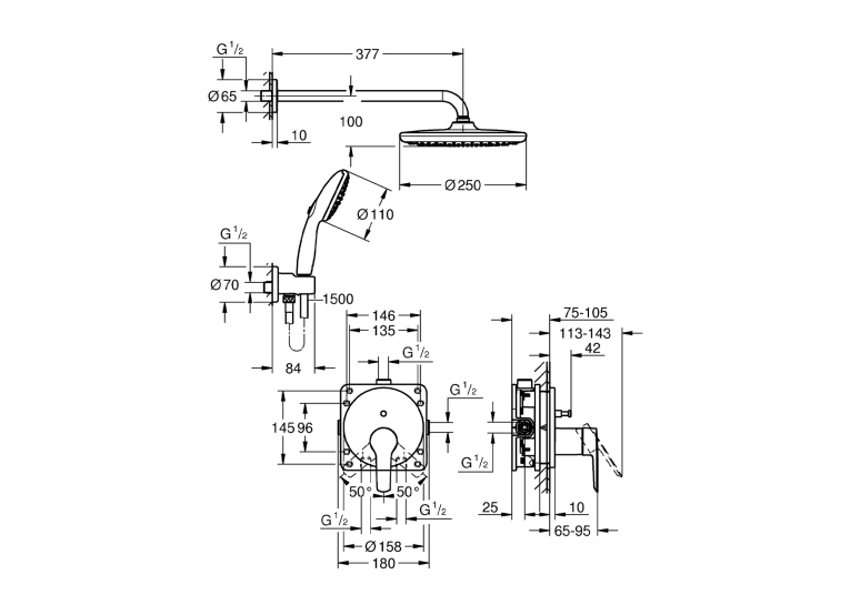 Душева система прихованого монтажу Grohe QuickFix Start 25292000