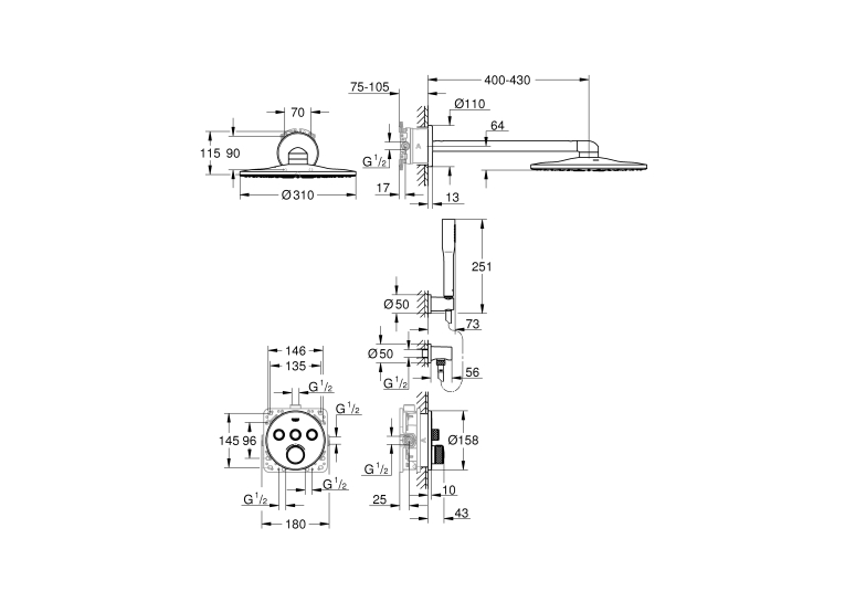 Душовий комплект Grohtherm SmartControl Rainshower SmartActive 310 (34839KF0)
