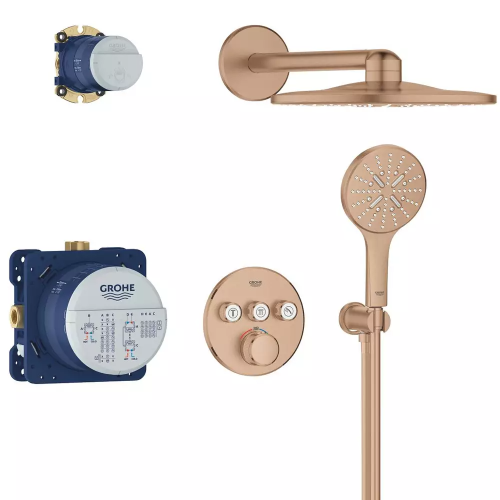 Душова система прихованого монтажу Grohe Grohtherm SmartControl Brushed Warm Sunset 34863DL0 Бронза матова