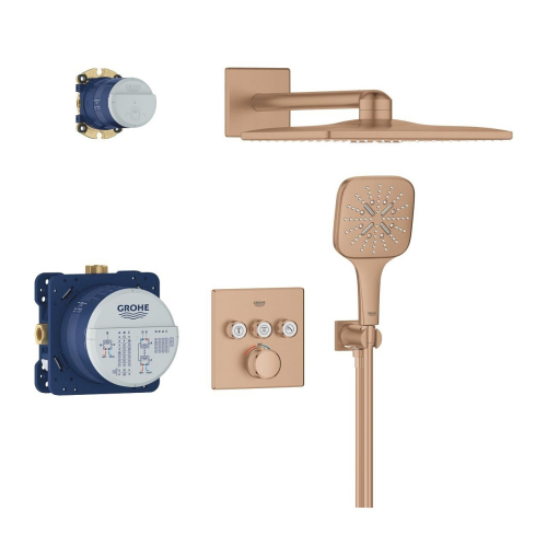 Душова система прихованого монтажу Grohe SmartActive 310 Cube, Grohtherm SmartControl 34864DL0 Бронза матова