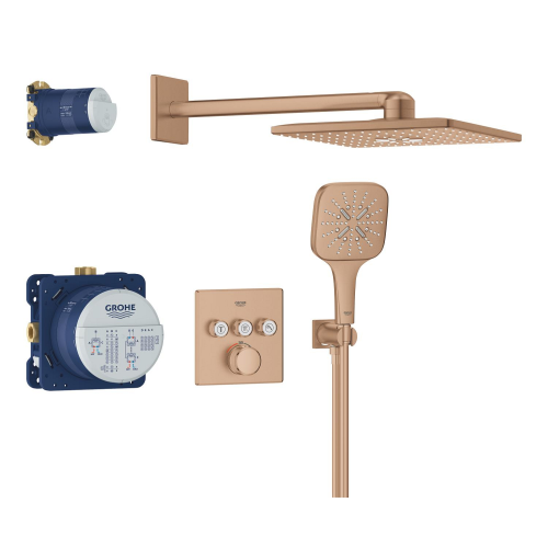 Душова система прихованого монтажу Grohe SmartActive 310 Cube, Grohtherm SmartControl 34864DL0 Бронза матова