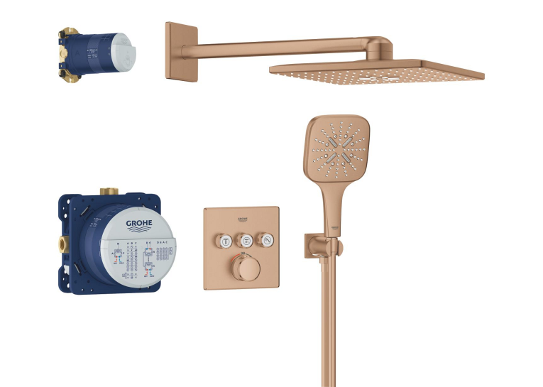 Душова система прихованого монтажу Grohe SmartActive 310 Cube, Grohtherm SmartControl 34864DL0 Бронза матова