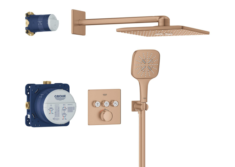 Душова система прихованого монтажу Grohe SmartActive 310 Cube, Grohtherm SmartControl 34864DL0 Бронза матова