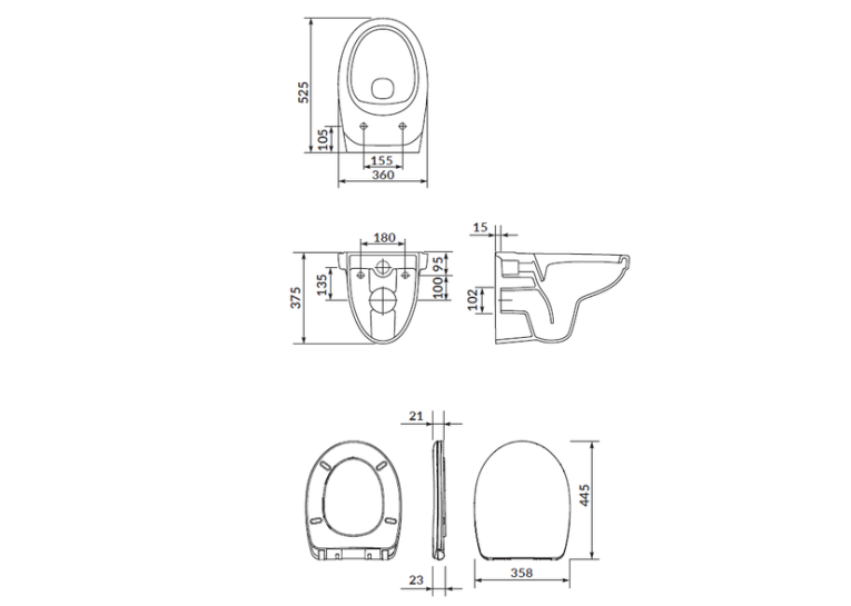 Комплект: Інсталяційна система Grohe Rapid SL 38772001 + підвісний унітаз CERSANIT СЕТ 469 Cersania з кришкою, 38732000 + S701-554