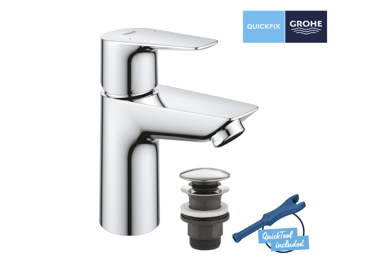 Змішувач для раковини Grohe QuickFix Start Edge S-Size з донним клапаном 23898001