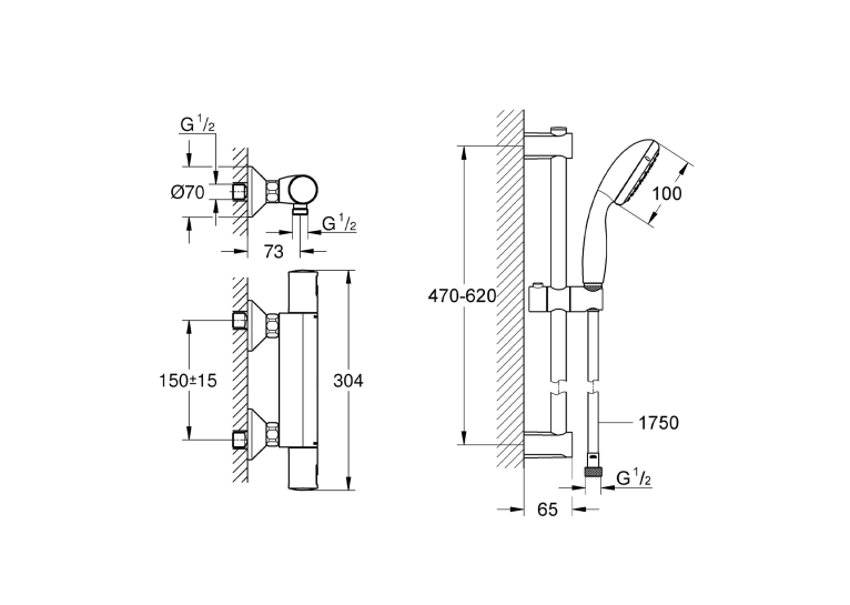 Смеситель термостатический для душа Grohe QuickFix Start Black UA303908T1