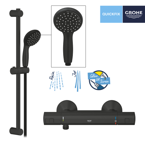 Змішувач термостатичний для душу Grohe QuickFix Start Black UA303908T1