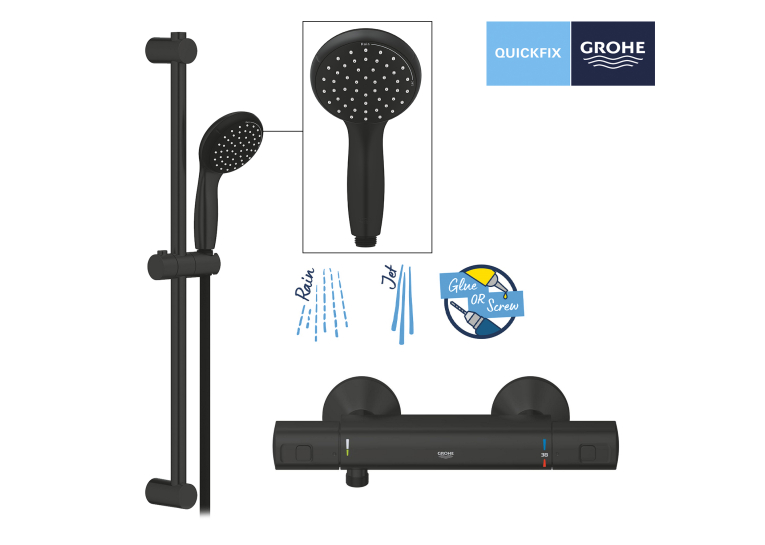 Змішувач термостатичний для душу Grohe QuickFix Start Black UA303908T1