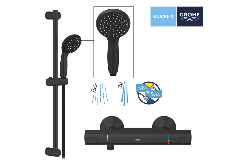 Смеситель термостатический для душа Grohe QuickFix Start Black UA303908T1
