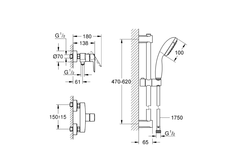 Змішувач для душу Grohe QuickFix Start Black UA30330801