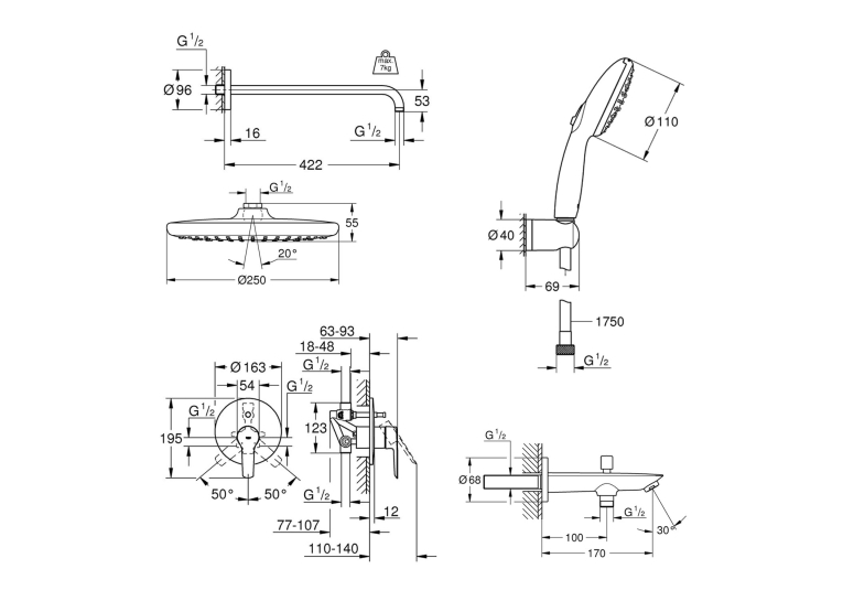 Душова система прихованого монтажу Grohe QuickFix Start UA202803R3
