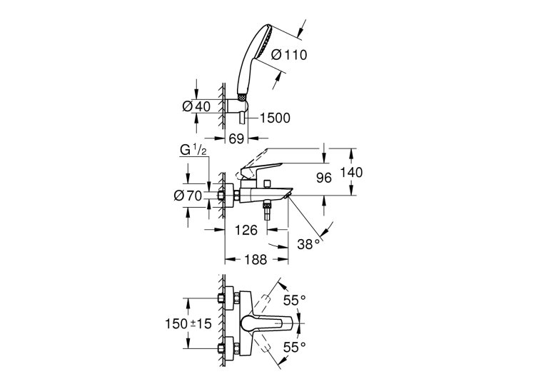 Змішувач для ванни Grohe QuickFix Start 25283002