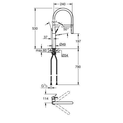 Одноважільний змішувач для миття Grohe Essence (30294GN0) Золото матове
