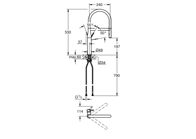 Одноважільний змішувач для миття Grohe Essence (30294GN0) Золото матове