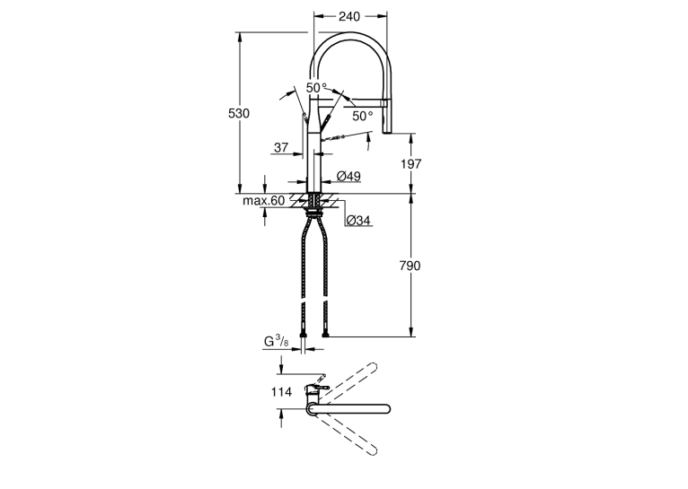 Одноважільний змішувач для миття Grohe Essence (30294GN0) Золото матове