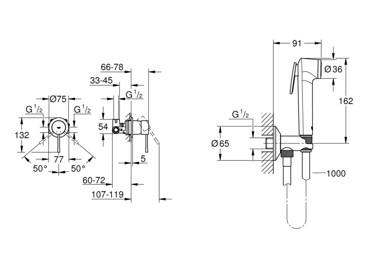 Комплект гігієнічного душу Grohe Essence + Tempesta-F UA111197000