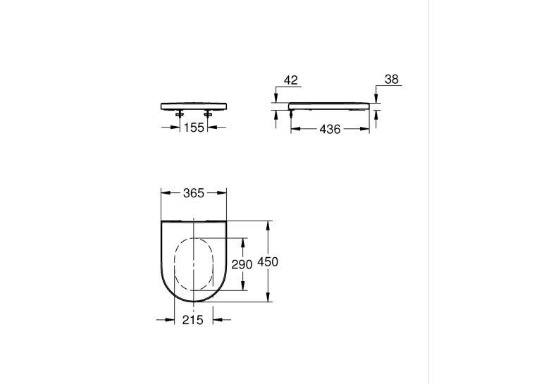 Унитаз подвесной укороченный Grohe Euro Ceramic 49см, смив Triple Vortex, покрытие HyperClean 102486SH00 + Сидение Grohe Euro Ceramic 102501SH00