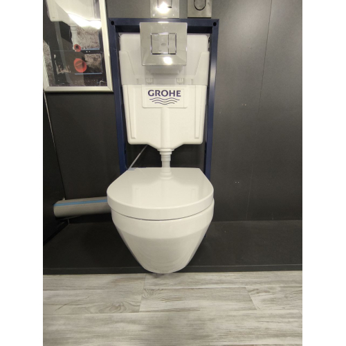 Унітаз підвісний укорочений Grohe Euro Ceramic 49см, змив Triple Vortex, покриття HyperClean 102486SH00 + Сидіння Grohe 102501SH00