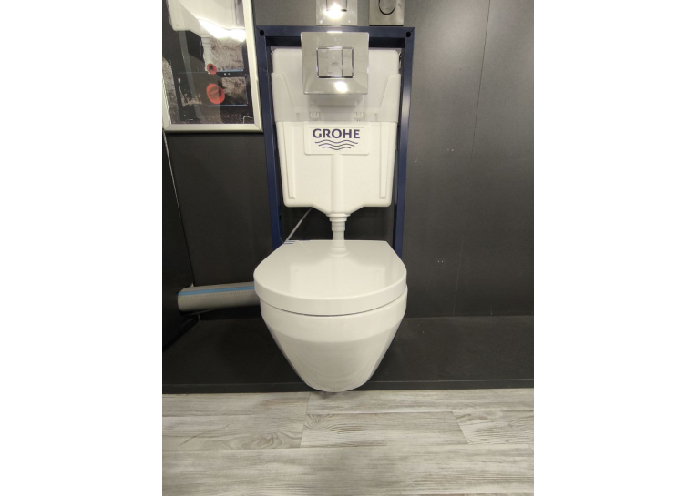 Унитаз подвесной укороченный Grohe Euro Ceramic 49см, смив Triple Vortex, покрытие HyperClean 102486SH00 + Сидение Grohe Euro Ceramic 102501SH00
