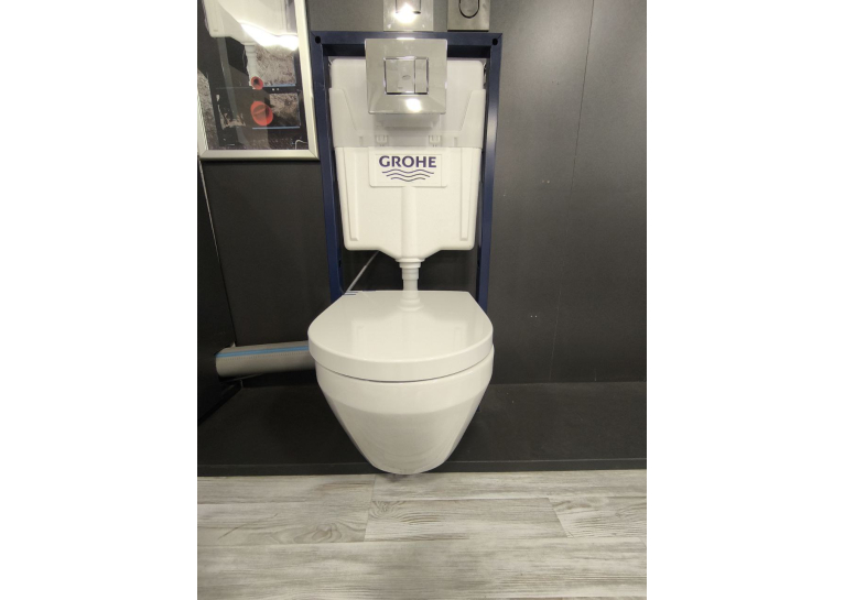 Унітаз підвісний укорочений Grohe Euro Ceramic 49см, змив Triple Vortex, покриття HyperClean 102486SH00 + Сидіння Grohe 102501SH00