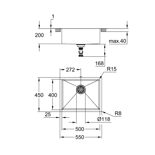 Кухонна мийка Grohe Sink K-SERIES 31574GN1 Золото матове