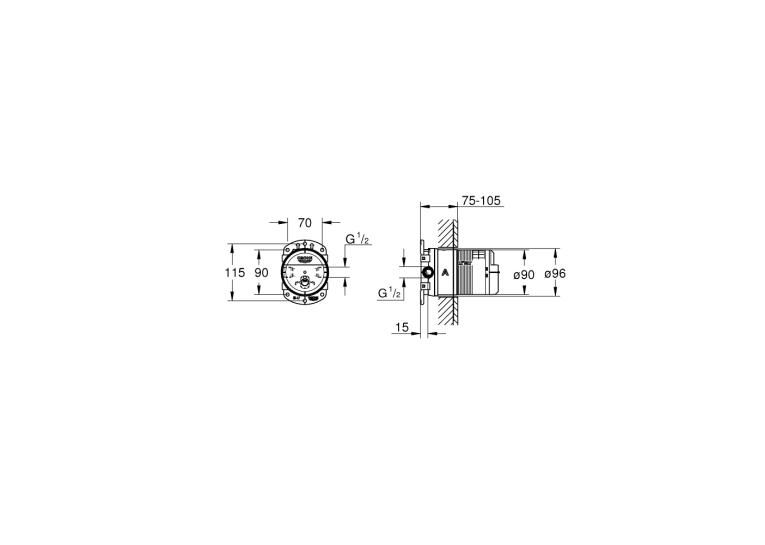 Душова система прихованого монтажу з виливом Grohe Grohtherm SmartControl KIT34862AL0UA Графит матовий