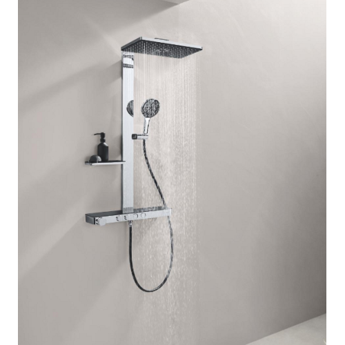 Душевая система GROHE SPA Rainshower Aqua Pure с термостатом для настенного монтажа, хром/черный (100962KI00)