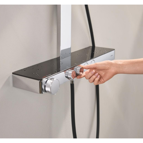 Душевая система GROHE SPA Rainshower Aqua Pure с термостатом для настенного монтажа, хром/черный (100962KI00)