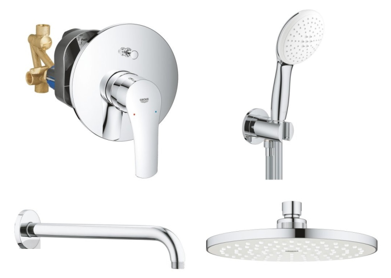Душова система прихованого монтажу зі змішувачем Grohe Eurosmart з New Tempesta 250 UA25183004U
