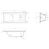 Чеська ванна прямокутна акрилова HES INDIGO 150x70 CZ з ніжками HIN15070W