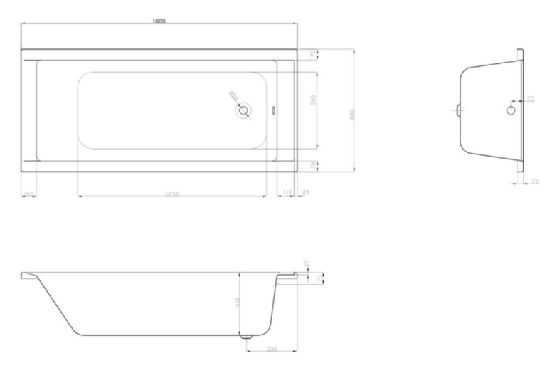 Чеська ванна прямокутна акрилова HES ONE 180x80 CZ з ніжками HON18080W