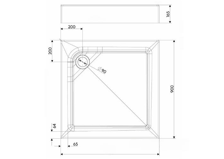 Душовий піддон квадратний Kolo First 90x90 XBK1690000