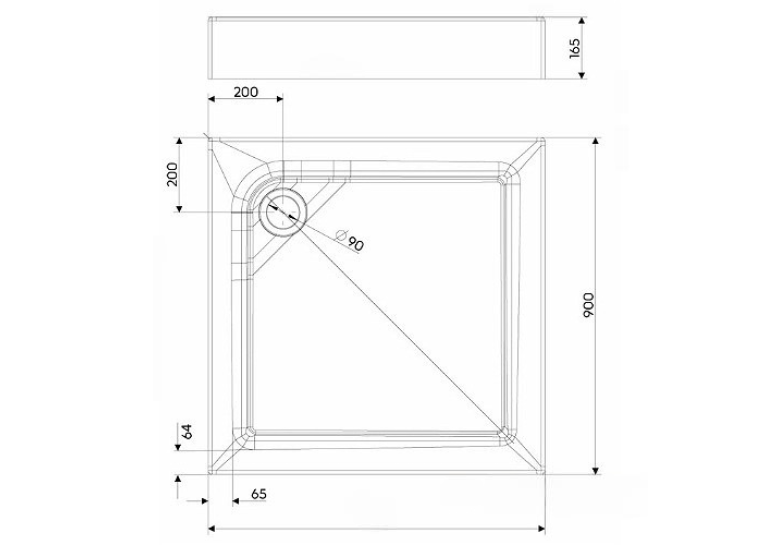 Душовий піддон квадратний Kolo First 90x90 XBK1690000
