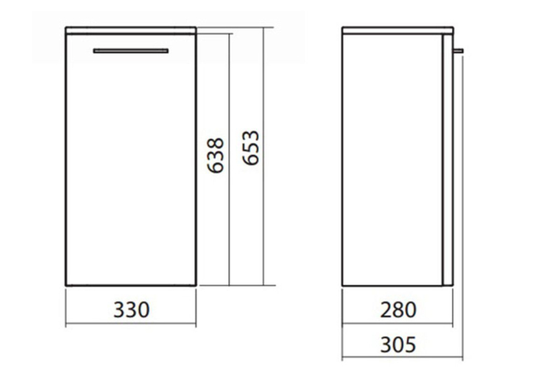 Пенал Kolo Nova Pro 65 бічний низький, білий глянець, 88428000