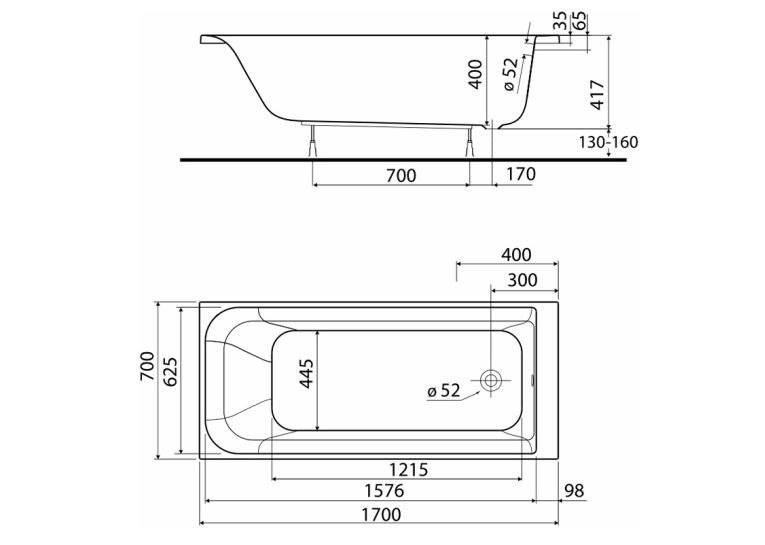 Ванна акрилова KOLO REKORD 170 XWP3677000N