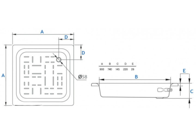 Душевой поддон Koller Pool Aquart 90x90 CF901200E