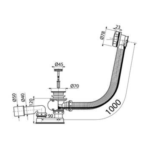 Сифон Koller Pool напівавтоматичний для ванни, 1048530364 (В70СММА100)