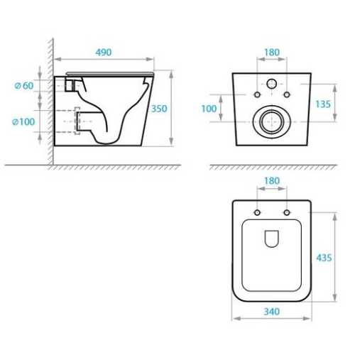 Унітаз підвісний Koller Pool TREND безободковий з дюропластом soft-close TR-0490-RQ3