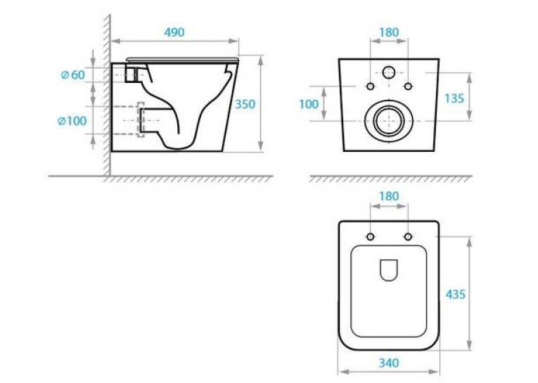 Унітаз підвісний Koller Pool TREND безободковий з дюропластом soft-close TR-0490-RQ3