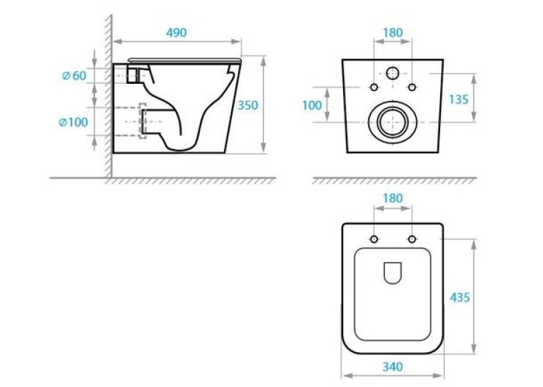 Унітаз підвісний Koller Pool TREND безободковий з дюропластом soft-close TR-0490-RQ3