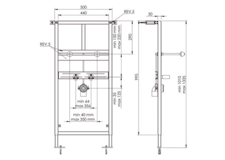 Інсталяційна система KOLLER POOL Alcora ST1100 для раковини Washbasin Alcora ST1100